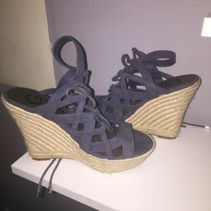 Guess blue wedges with ankle strap and laces